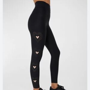 Ultracor Black Heart Sprung Bonded Leggings with Heart Accents | XS